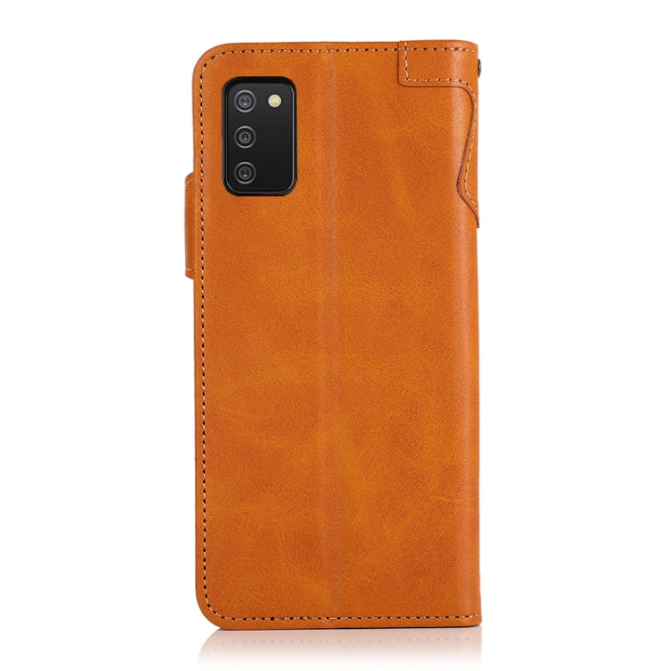 For Samsung Galaxy A02s (EU Version) KHAZNEH Dual-Splicing Cowhide Texture Horizontal Flip Leather Case with Holder & Card Slots & Wallet & Lanyard