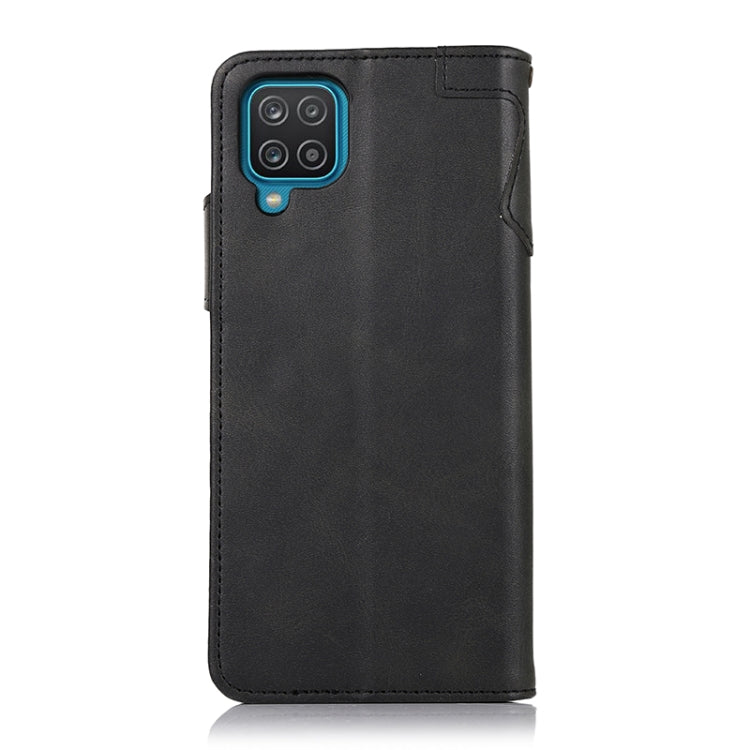 For Samsung Galaxy A12 KHAZNEH Dual-Splicing Cowhide Texture Horizontal Flip Leather Case with Holder & Card Slots & Wallet & Lanyard