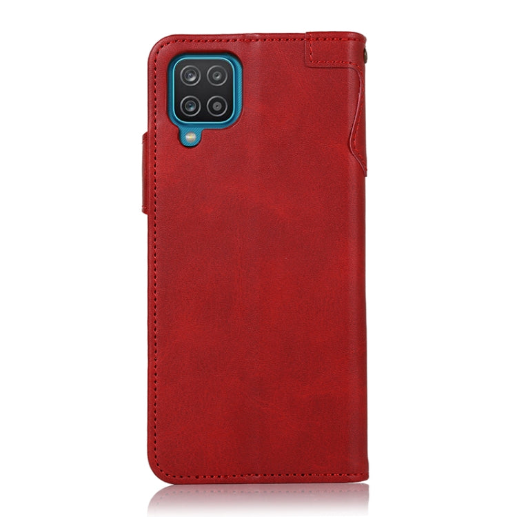 For Samsung Galaxy A12 KHAZNEH Dual-Splicing Cowhide Texture Horizontal Flip Leather Case with Holder & Card Slots & Wallet & Lanyard