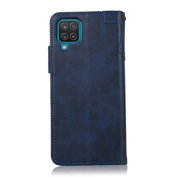For Samsung Galaxy A12 KHAZNEH Dual-Splicing Cowhide Texture Horizontal Flip Leather Case with Holder & Card Slots & Wallet & Lanyard