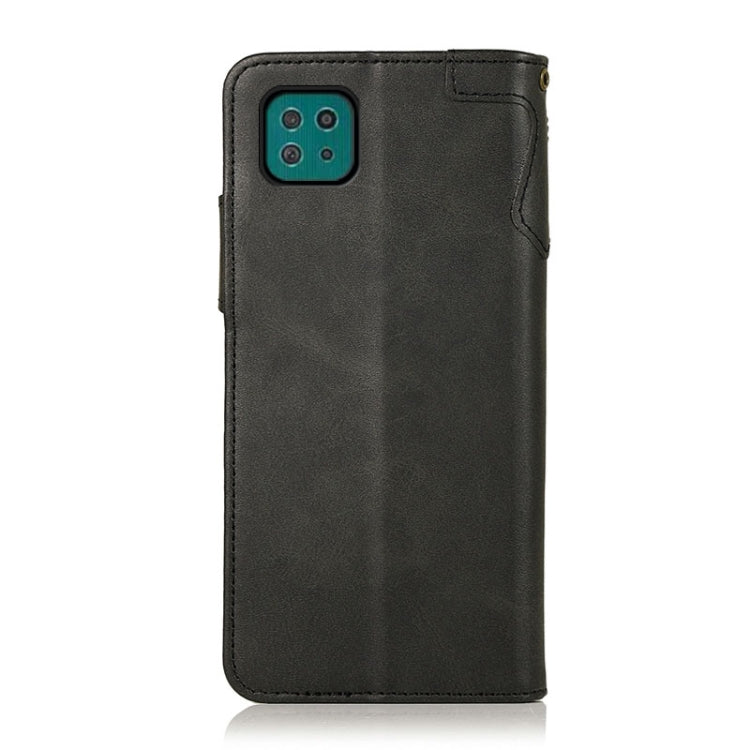 For Samsung Galaxy A22 5G (EU Version) KHAZNEH Dual-Splicing Cowhide Texture Horizontal Flip Leather Case with Holder & Card Slots & Wallet & Lanyard