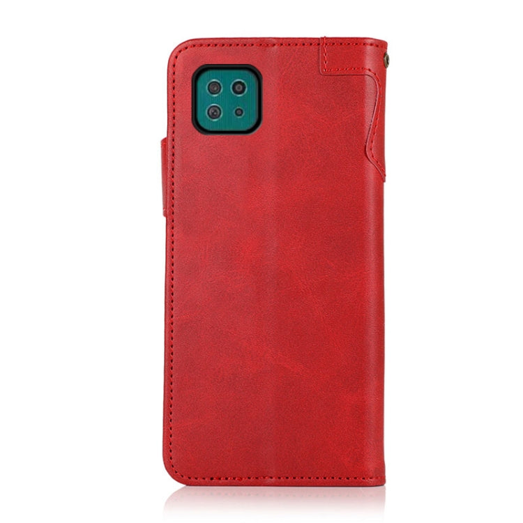 For Samsung Galaxy A22 5G (EU Version) KHAZNEH Dual-Splicing Cowhide Texture Horizontal Flip Leather Case with Holder & Card Slots & Wallet & Lanyard
