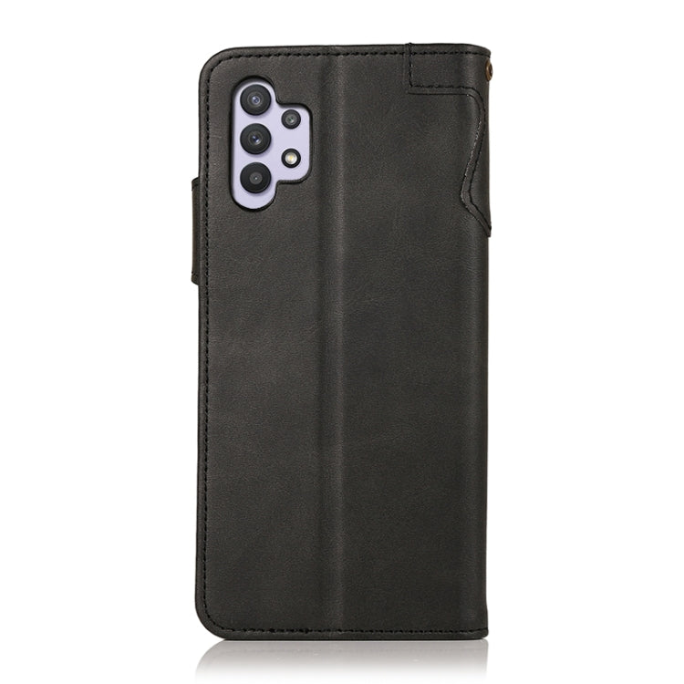 For Samsung Galaxy A32 4G KHAZNEH Dual-Splicing Cowhide Texture Horizontal Flip Leather Case with Holder & Card Slots & Wallet & Lanyard