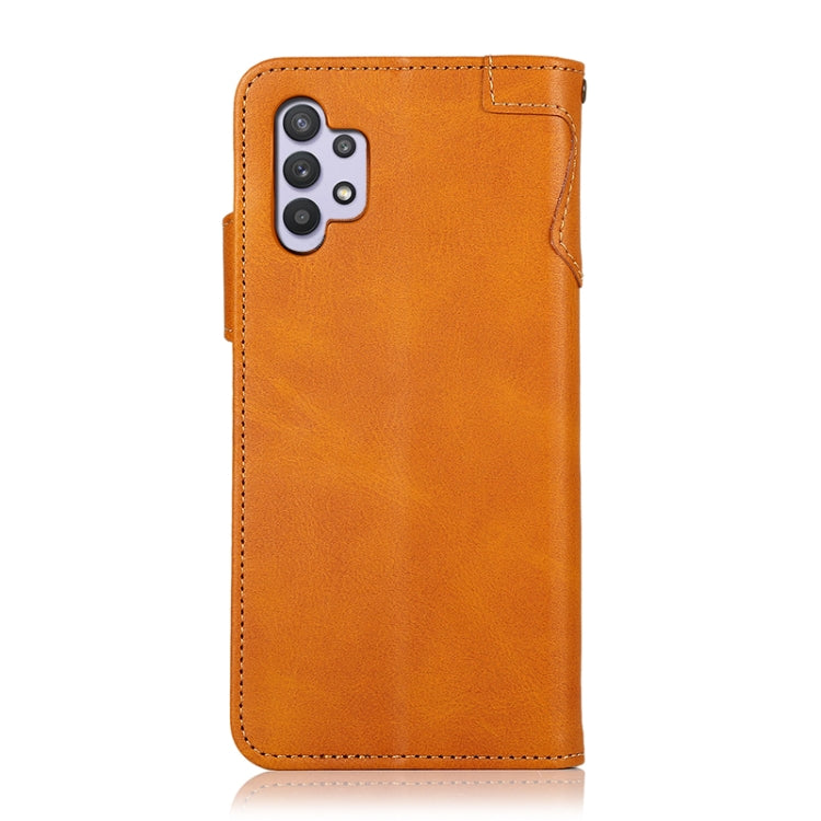 For Samsung Galaxy A32 5G KHAZNEH Dual-Splicing Cowhide Texture Horizontal Flip Leather Case with Holder & Card Slots & Wallet & Lanyard