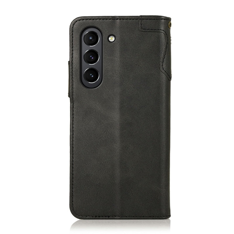 For Samsung Galaxy S21 FE KHAZNEH Dual-Splicing Cowhide Texture Horizontal Flip Leather Case with Holder & Card Slots & Wallet & Lanyard