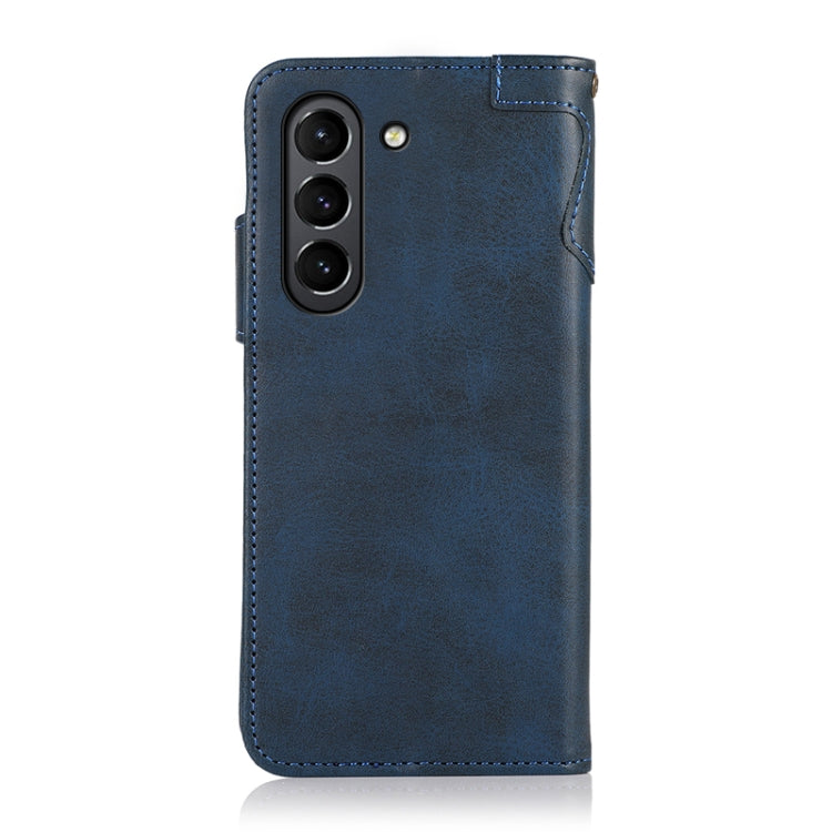 For Samsung Galaxy S21 FE KHAZNEH Dual-Splicing Cowhide Texture Horizontal Flip Leather Case with Holder & Card Slots & Wallet & Lanyard