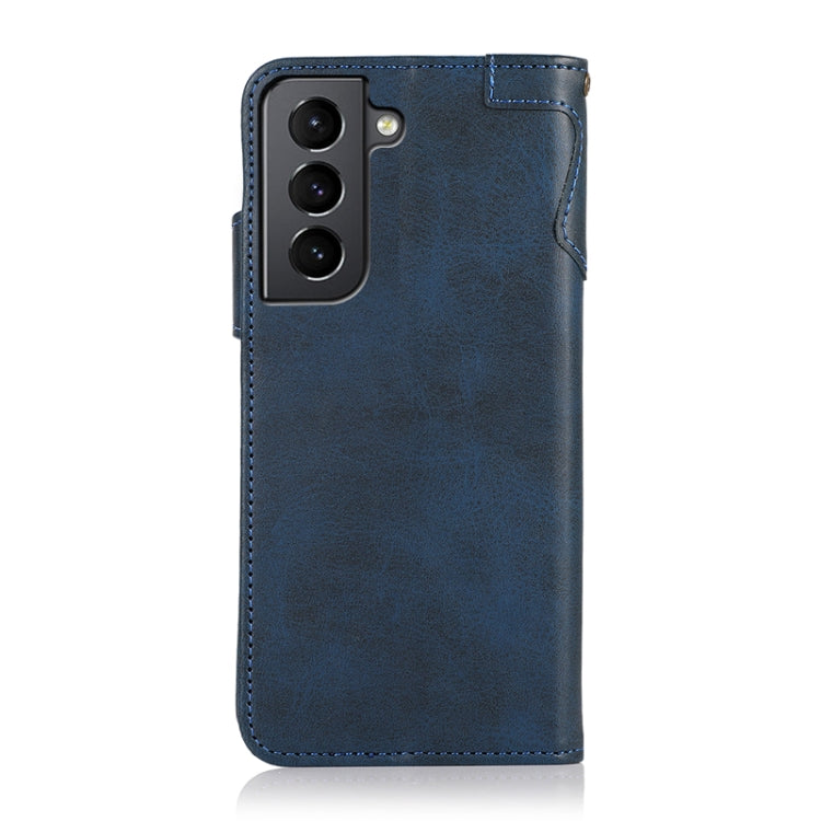 For Samsung Galaxy S21 5G KHAZNEH Dual-Splicing Cowhide Texture Horizontal Flip Leather Case with Holder & Card Slots & Wallet & Lanyard