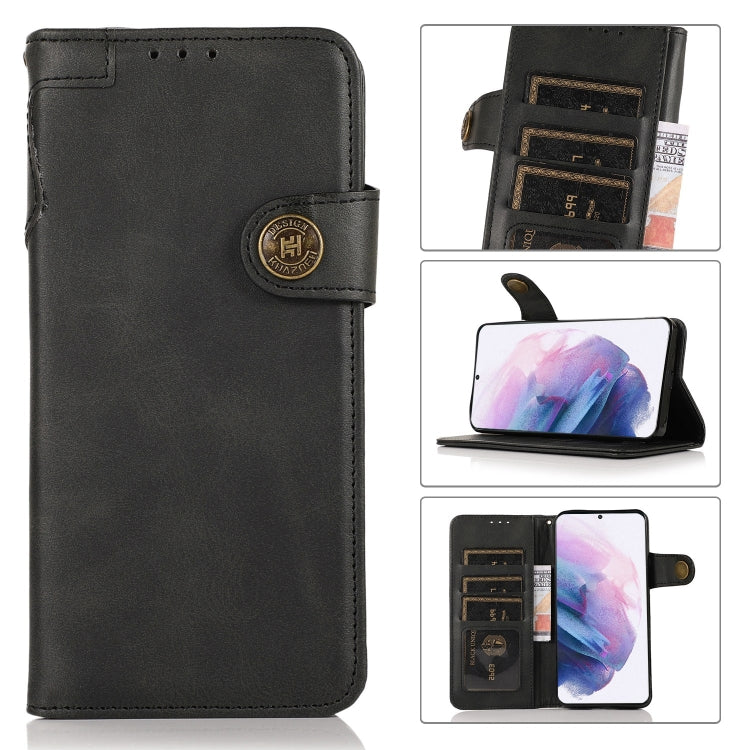 For Samsung Galaxy S21+ 5G KHAZNEH Dual-Splicing Cowhide Texture Horizontal Flip Leather Case with Holder & Card Slots & Wallet & Lanyard