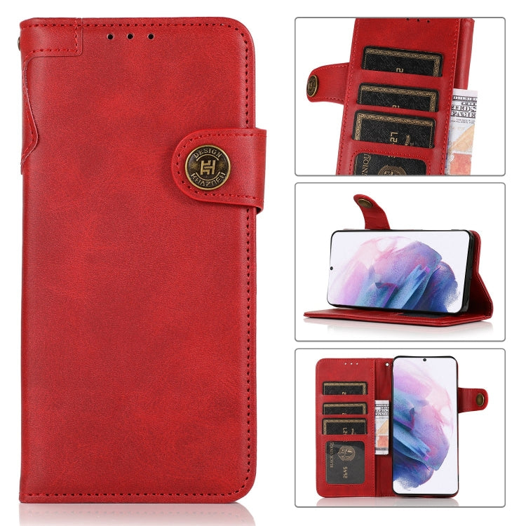 For Samsung Galaxy S21+ 5G KHAZNEH Dual-Splicing Cowhide Texture Horizontal Flip Leather Case with Holder & Card Slots & Wallet & Lanyard