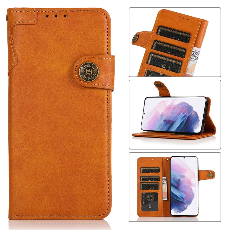For Samsung Galaxy S21+ 5G KHAZNEH Dual-Splicing Cowhide Texture Horizontal Flip Leather Case with Holder & Card Slots & Wallet & Lanyard