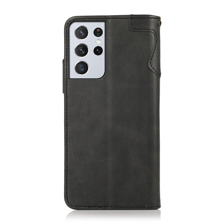 For Samsung Galaxy S21 Ultra 5G KHAZNEH Dual-Splicing Cowhide Texture Horizontal Flip Leather Case with Holder & Card Slots & Wallet & Lanyard
