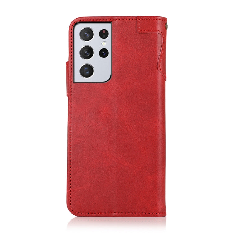 For Samsung Galaxy S21 Ultra 5G KHAZNEH Dual-Splicing Cowhide Texture Horizontal Flip Leather Case with Holder & Card Slots & Wallet & Lanyard