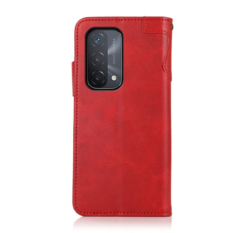 For OPPO A93 5G / A54 5G / A74 5G KHAZNEH Dual-Splicing Cowhide Texture Horizontal Flip Leather Case with Holder & Card Slots & Wallet & Photo Frame & Lanyard