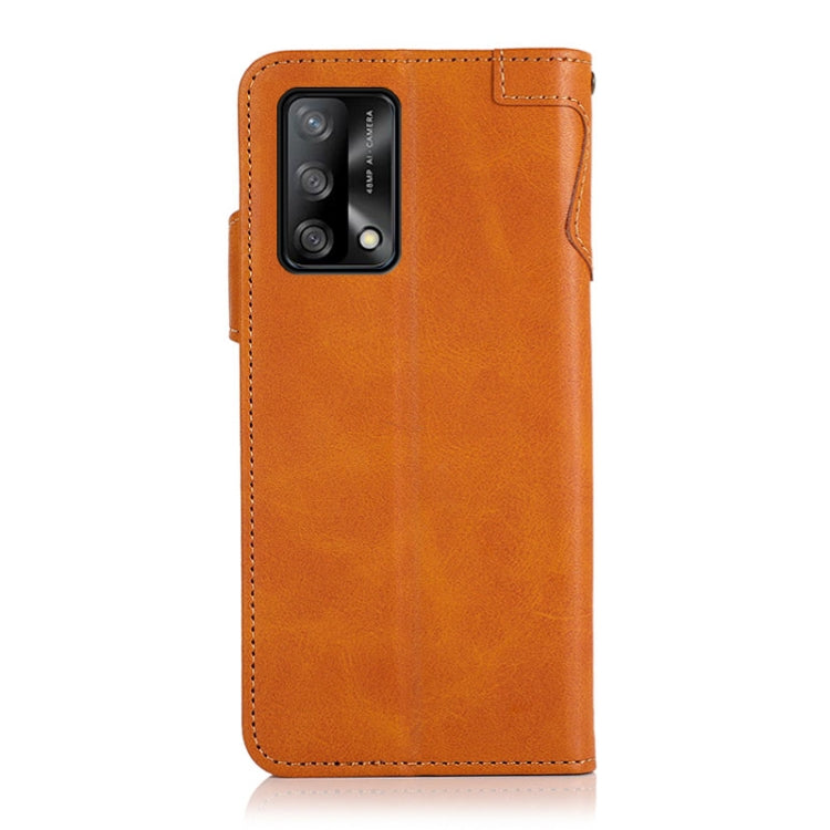 For OPPO F19 / A74 4G KHAZNEH Dual-Splicing Cowhide Texture Horizontal Flip Leather Case with Holder & Card Slots & Wallet & Photo Frame & Lanyard