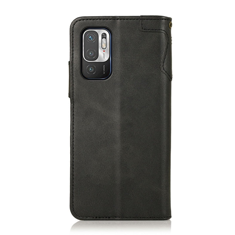 For Xiaomi Redmi Note 10 4G KHAZNEH Dual-Splicing Cowhide Texture Horizontal Flip Leather Case with Holder & Card Slots & Wallet & Photo Frame & Lanyard