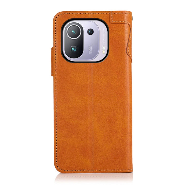 For Xiaomi Mi 11 Pro KHAZNEH Dual-Splicing Cowhide Texture Horizontal Flip Leather Case with Holder & Card Slots & Wallet & Photo Frame & Lanyard