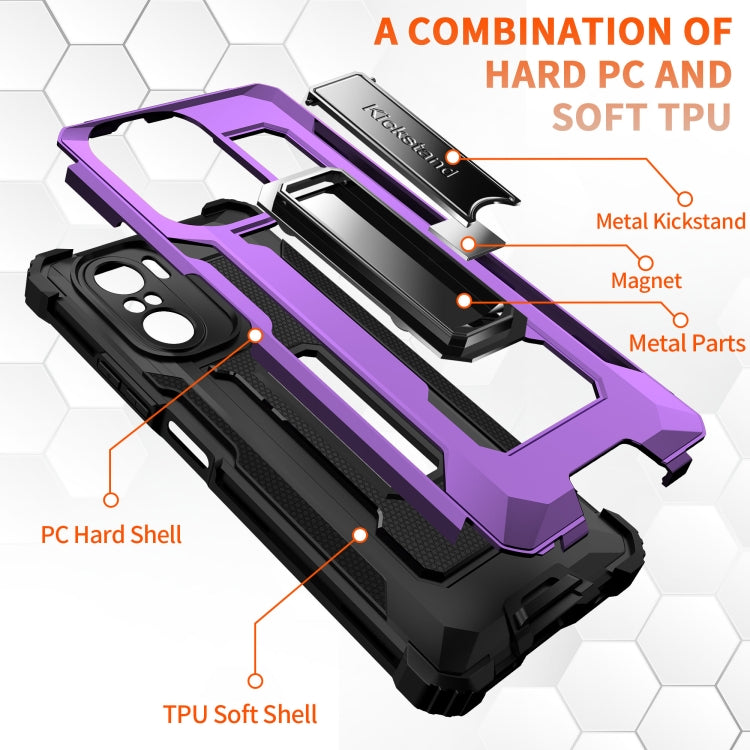 For Xiaomi Redmi K40 / K40 Pro Knight Jazz PC+TPU Shockproof Protective Case with Foldable Holder
