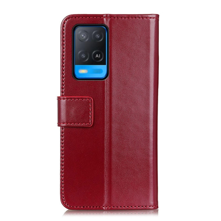 For OPPO A54 3-Color Pearl Texture Magnetic Buckle Horizontal Flip PU Leather Case with Card Slots & Wallet & Holder