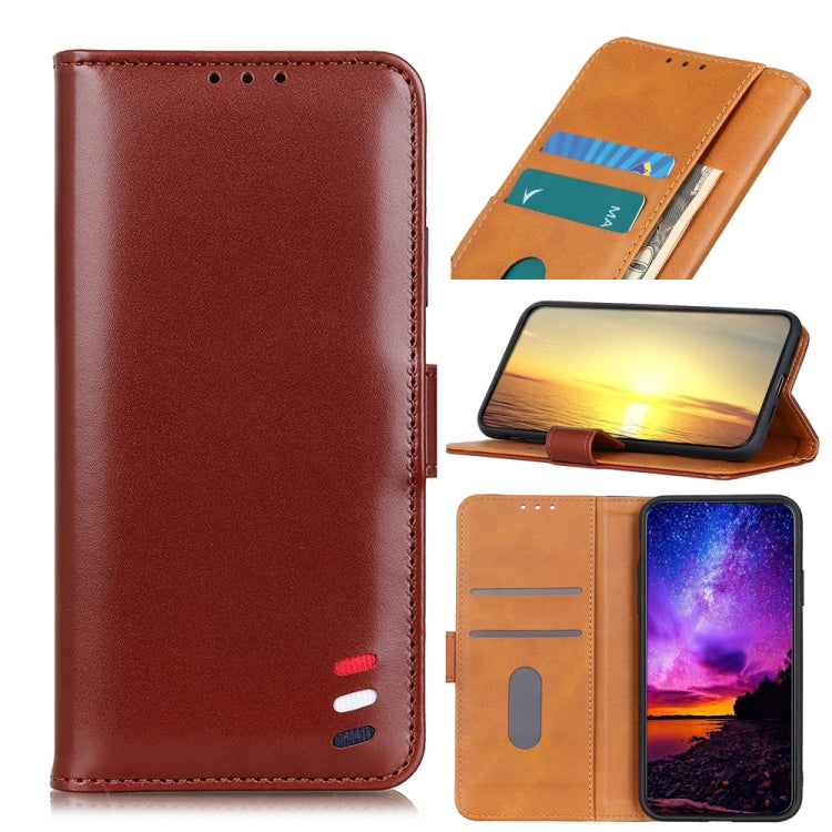 For Realme V13 5G /  Realme 8 5G 3-Color Pearl Texture Magnetic Buckle Horizontal Flip PU Leather Case with Card Slots & Wallet & Holder