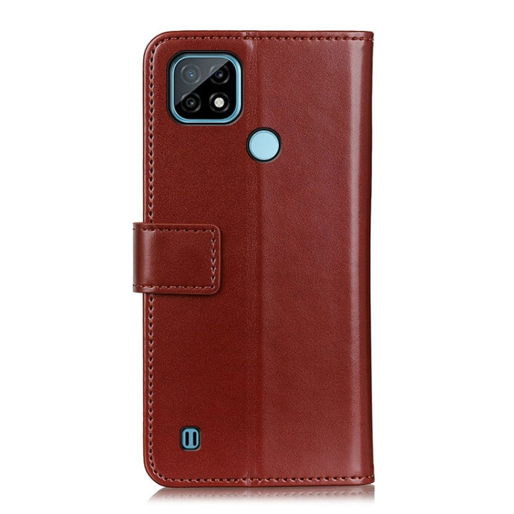 For Realme C21 3-Color Pearl Texture Magnetic Buckle Horizontal Flip PU Leather Case with Card Slots & Wallet & Holder