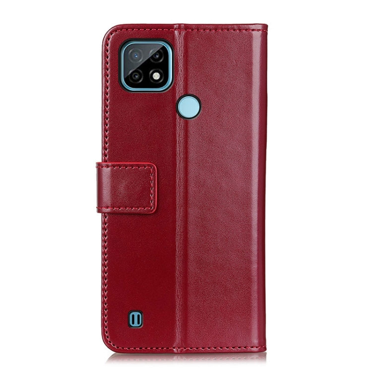 For Realme C21 3-Color Pearl Texture Magnetic Buckle Horizontal Flip PU Leather Case with Card Slots & Wallet & Holder