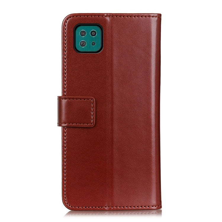 For Samsung Galaxy A22 5G (EU Version) 3-Color Pearl Texture Magnetic Buckle Horizontal Flip PU Leather Case with Card Slots & Wallet & Holder