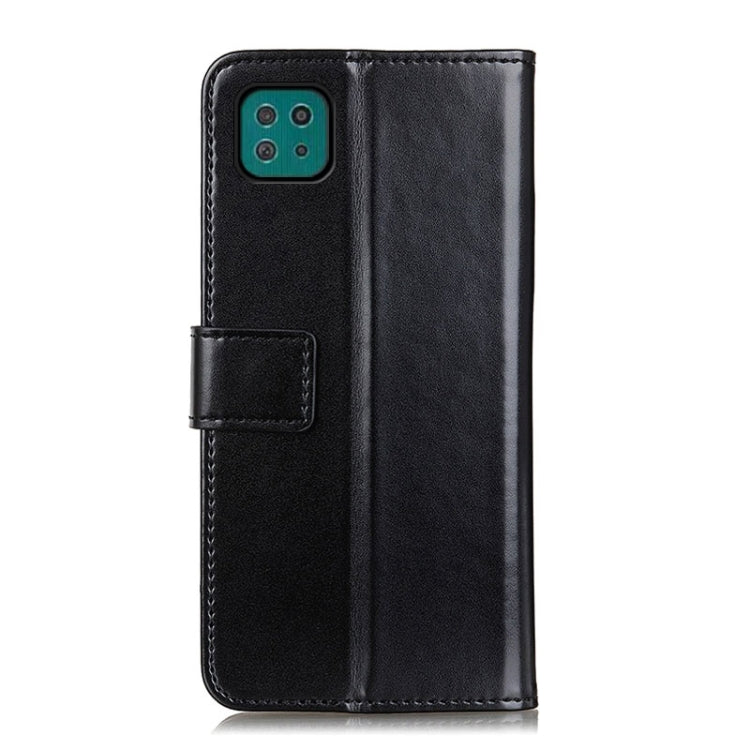 For Samsung Galaxy A22 5G (EU Version) 3-Color Pearl Texture Magnetic Buckle Horizontal Flip PU Leather Case with Card Slots & Wallet & Holder