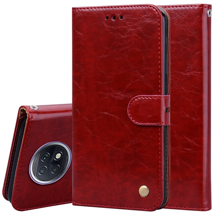 For Xiaomi Redmi Note 9T Business Style Oil Wax Texture Horizontal Flip Leather Case with Holder & Card Slots & Wallet