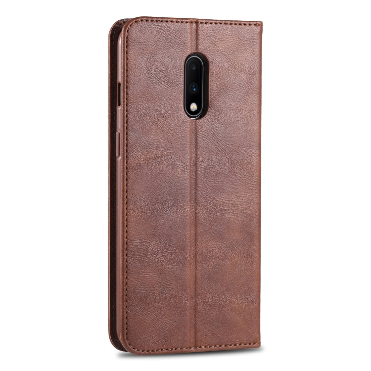 For OnePlus 7 AZNS Retro Texture Magnetic Horizontal Flip PU Leather Case with Holder & Card Slots & Photo Frame