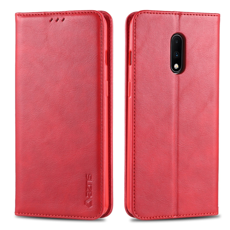 For OnePlus 7 AZNS Retro Texture Magnetic Horizontal Flip PU Leather Case with Holder & Card Slots & Photo Frame