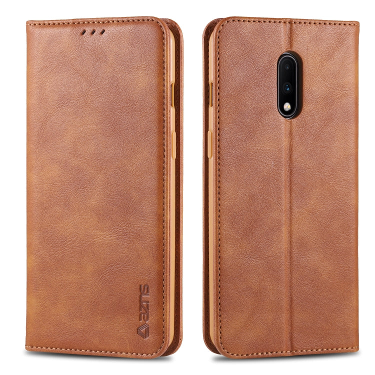 For OnePlus 7 AZNS Retro Texture Magnetic Horizontal Flip PU Leather Case with Holder & Card Slots & Photo Frame