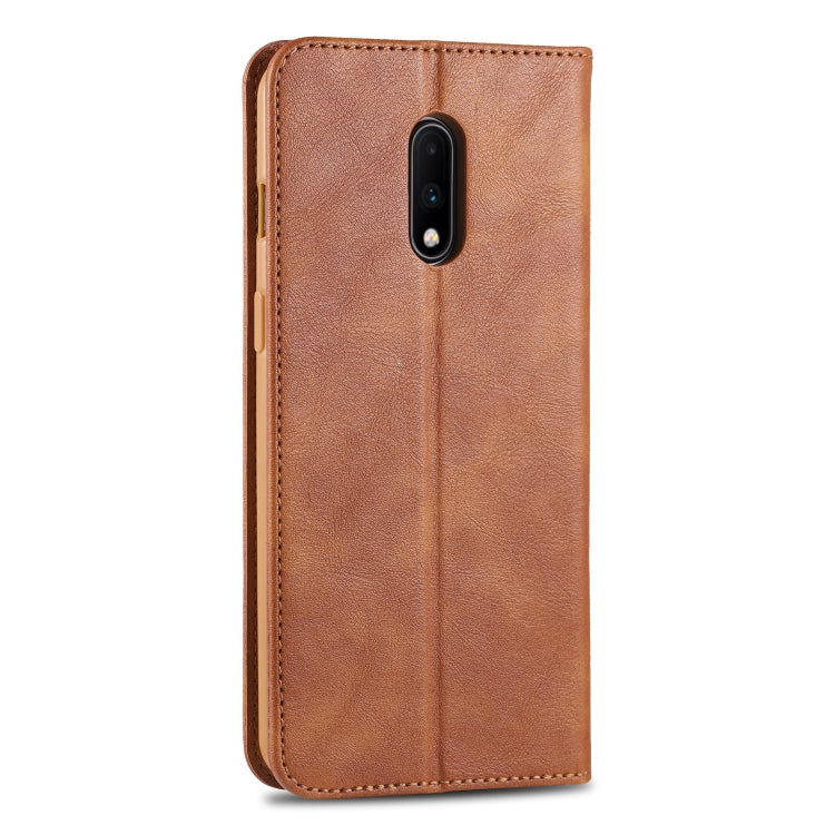 For OnePlus 7 AZNS Retro Texture Magnetic Horizontal Flip PU Leather Case with Holder & Card Slots & Photo Frame