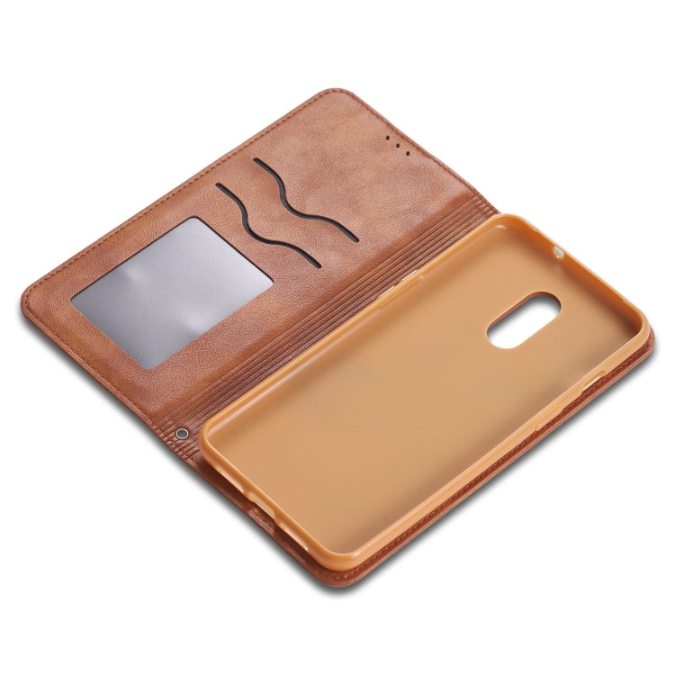 For OnePlus 7 AZNS Retro Texture Magnetic Horizontal Flip PU Leather Case with Holder & Card Slots & Photo Frame