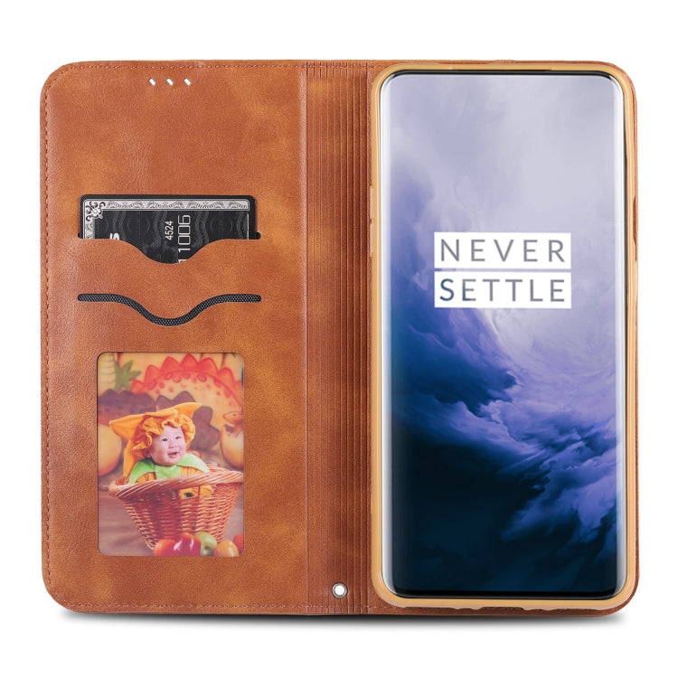 For OnePlus 7 Pro AZNS Retro Texture Magnetic Horizontal Flip PU Leather Case with Holder & Card Slots & Photo Frame