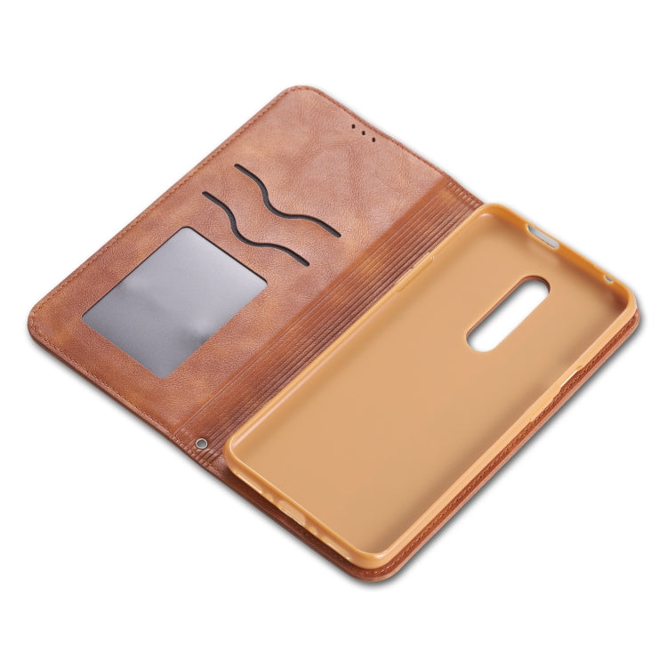 For OnePlus 7 Pro AZNS Retro Texture Magnetic Horizontal Flip PU Leather Case with Holder & Card Slots & Photo Frame
