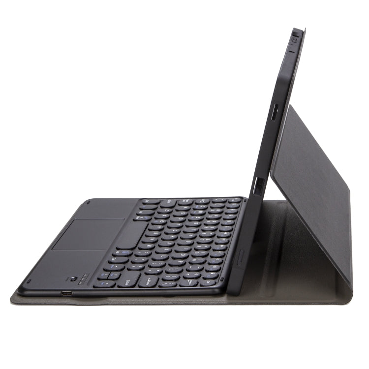 YA098B-A Detachable Lambskin Texture Round Keycap Bluetooth Keyboard Leather Tablet Case with Touch Control & Pen Slot & Stand For iPad Air 4 10.9 inch (2020) / Pro 11 inch (2020) & (2018)