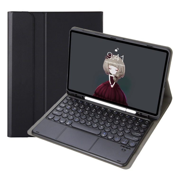 YA102B-A Detachable Lambskin Texture Round Keycap Bluetooth Keyboard Leather Tablet Case with Touch Control & Pen Slot & Stand For iPad 10.2 (2020) & (2019) / Air 3 10.5 inch / Pro 10.5 inch