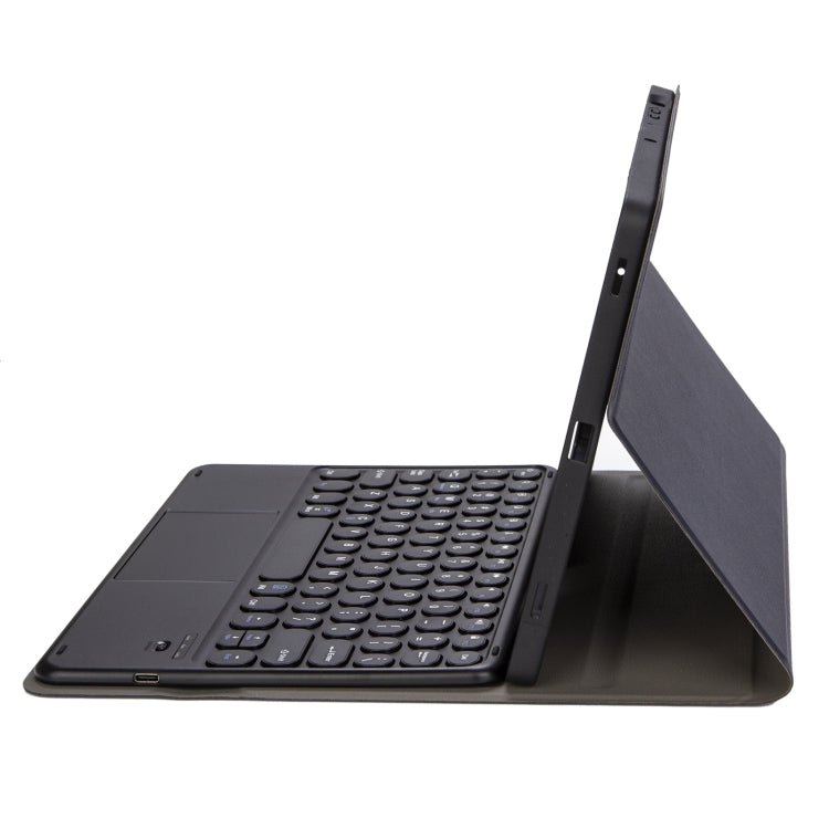 YA07B-A Detachable Lambskin Texture Round Keycap Bluetooth Keyboard Leather Tablet Case with Touch Control & Pen Slot & Stand For iPad 9.7 inch (2018) & (2017) / Pro 9.7 inch / Air 2 / Air
