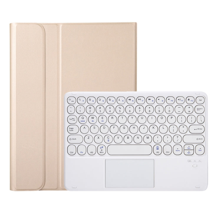 YA07B-A Detachable Lambskin Texture Round Keycap Bluetooth Keyboard Leather Tablet Case with Touch Control & Pen Slot & Stand For iPad 9.7 inch (2018) & (2017) / Pro 9.7 inch / Air 2 / Air