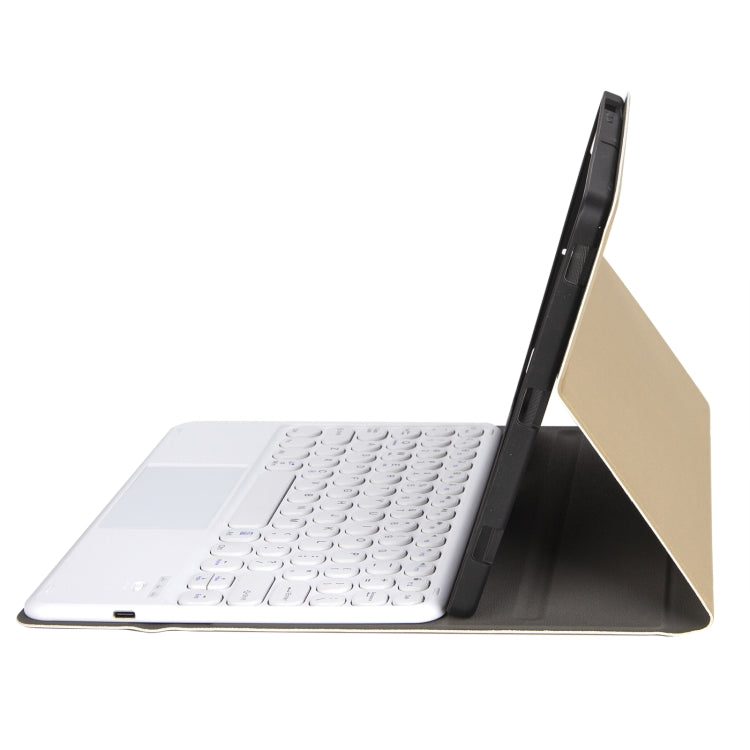 YA07B-A Detachable Lambskin Texture Round Keycap Bluetooth Keyboard Leather Tablet Case with Touch Control & Pen Slot & Stand For iPad 9.7 inch (2018) & (2017) / Pro 9.7 inch / Air 2 / Air