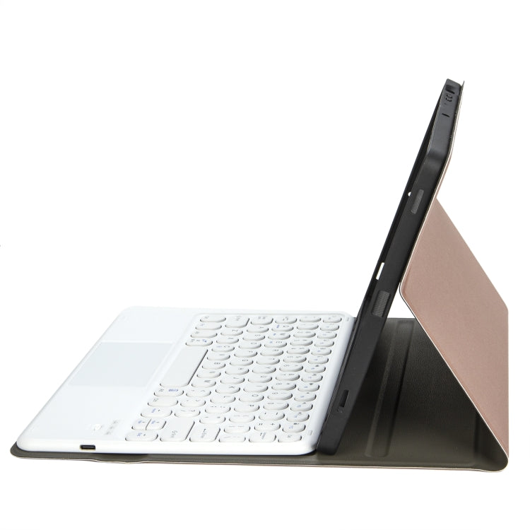 YA07B-A Detachable Lambskin Texture Round Keycap Bluetooth Keyboard Leather Tablet Case with Touch Control & Pen Slot & Stand For iPad 9.7 inch (2018) & (2017) / Pro 9.7 inch / Air 2 / Air