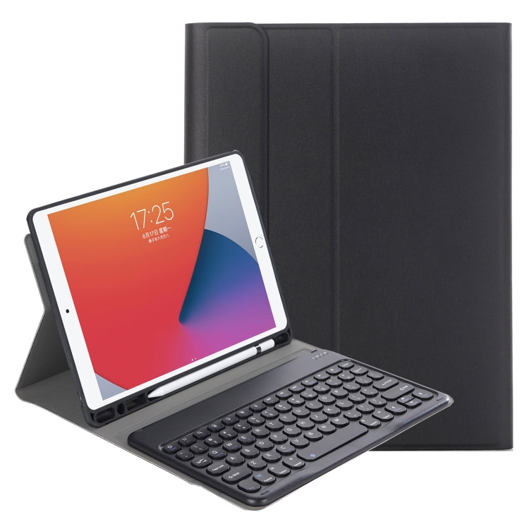 YA098B Detachable Lambskin Texture Round Keycap Bluetooth Keyboard Leather Tablet Case with Pen Slot & Stand For iPad Air 4 10.9 inch (2020) / Pro 11 inch (2020) & (2018)