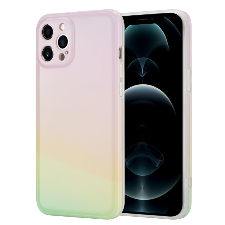 For iPhone 12 / 12 Pro Colorful Halo Dyed Stripe Straight Edge Magic Cube Protective Case