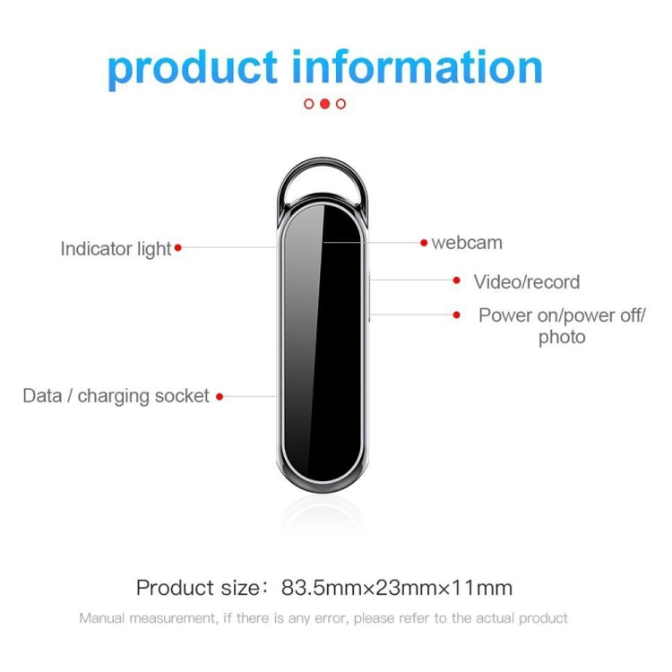 D8 1080P HD 160 Degrees Wide Angle Smart Recording Pen, Capacity:4GB(Black)