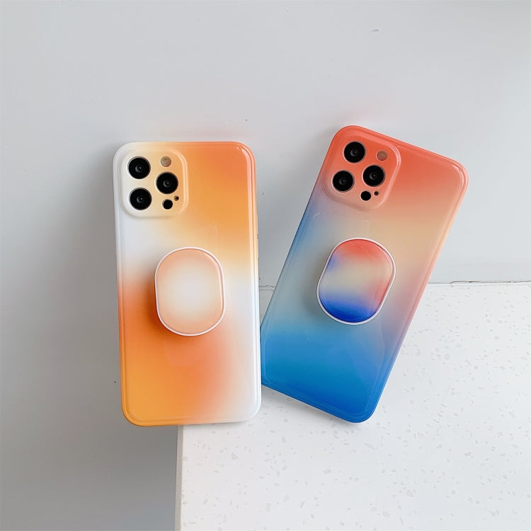 For iPhone 11 Pro Colorful Halo Dyed Stripe Straight Edge Magic Cube Protective Case with Holder