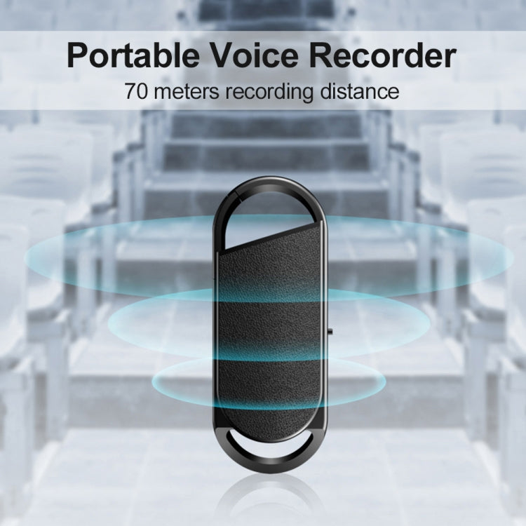SK008 Mini Smart Keychain Voice Recorder, Capacity:16GB(Black)