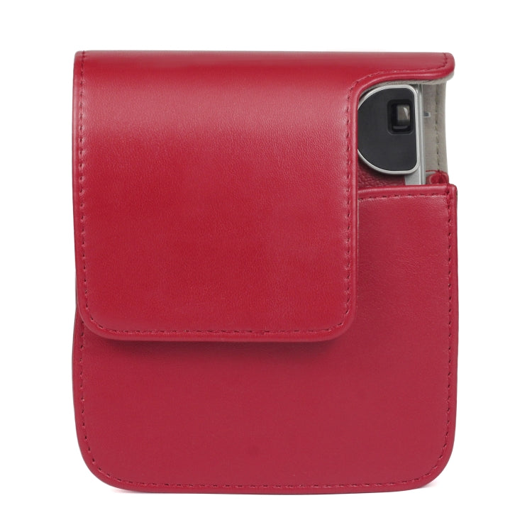 Solid Color PU Camera Bag with Shoulder Strap for Fujifilm Instax mini 90(Red)