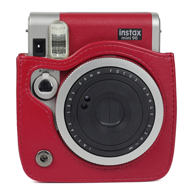 Solid Color PU Camera Bag with Shoulder Strap for Fujifilm Instax mini 90(Red)