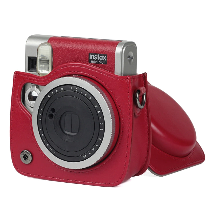 Solid Color PU Camera Bag with Shoulder Strap for Fujifilm Instax mini 90(Red)