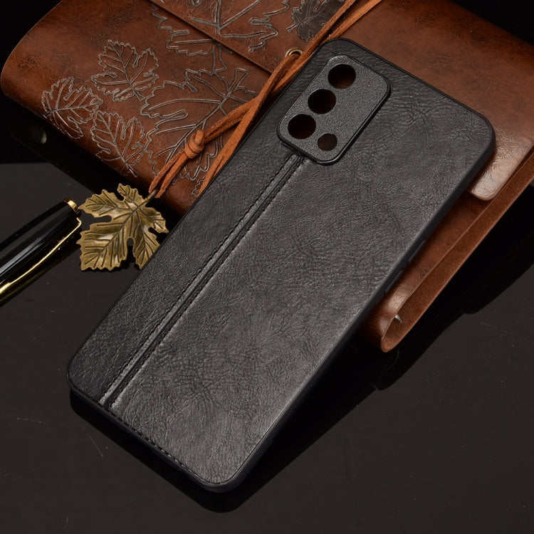 For OPPO A74 4G / F19 Shockproof Sewing Cow Pattern Skin PC + PU + TPU Case